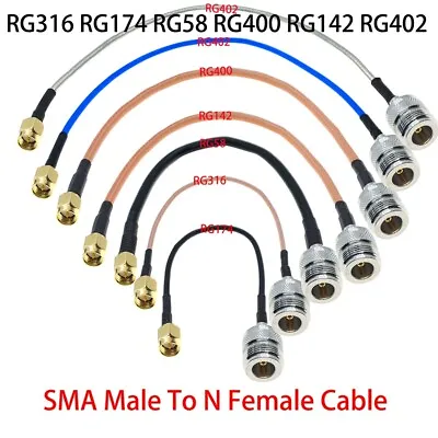 SMA Male To N Female Plug Connector Lot RG174 RG316 RG58 RG400 RG402 Coax Cable • $5.30