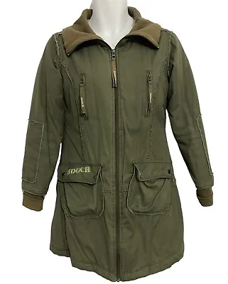 Ladies UK 10  Jacket Utility MilitaryKhaki Army Green Long Winter Coat • £7.99