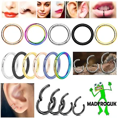 Nose Ring Septum Piercing Lip Ring Surgical Steel Clicker Hoop Ear Helix Tragus • £1.79