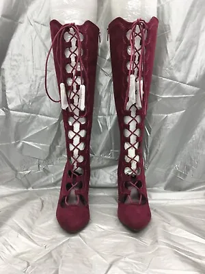 Mia Evelina Oxblood Nova Suede Lace Up Boots Women's 6M Riding Boots GG1042 New • $59.99