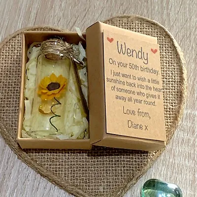 Happy Birthday Sunflower Message In A Bottle Keepsake Gift 18th 21st 30th 40th • £15