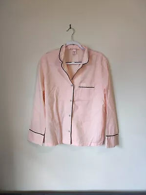 Victoria's Secret Iconic Pink Long-Sleeve Button-Up Shirt - Black Piping - Small • $18.40