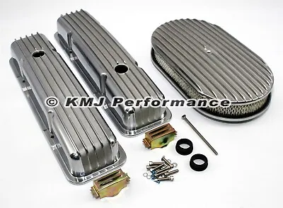58-86 SBC Chevy 350 Finned Retro Aluminum Valve Covers Air Cleaner Dress Up Kit • $169.99