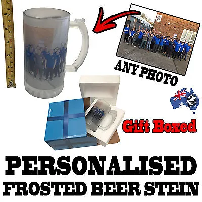 $24.95 • Buy PERSONALISED CUSTOM GLASS BEER STEIN - Gift BOXED Present For Him Her Gifts