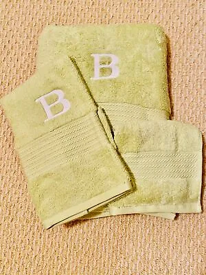 New Kiwi Green Ralph Lauren Monogrammed With B Bath Hand & Face Cotton Towel Set • $24.99