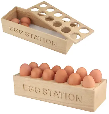 Wooden 12 Eggs Rack Display Holder Tray Container Kitchen Storage Egg Station • £12.99