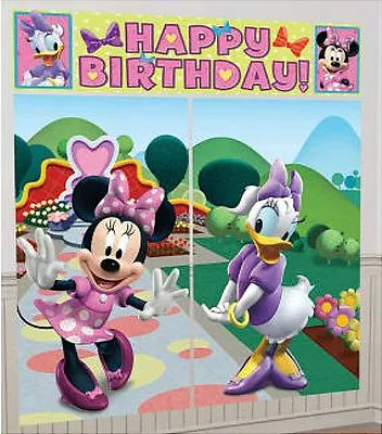 DISNEY MINNIE MOUSE Scene Setter HAPPY BIRTHDAY Party Wall Decoration Kit 6' • $17.29