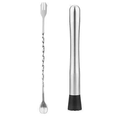 Muddler For Cocktails 10  Muddler And Bar Spoon Cocktail Mixing Spoon Stainless  • $7.11