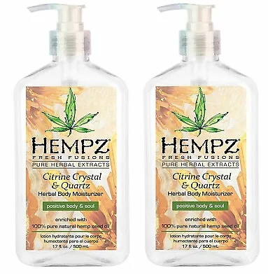 $40.99 • Buy 2-PACK Hempz Citrine Crystal & Quartz Herbal Body Moisturizer 17 Oz