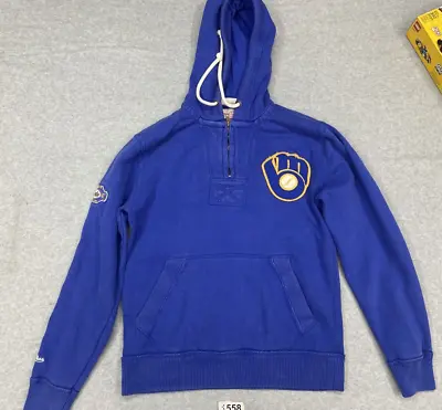 Mitchell Ness  Cooperstown Collection Sz S  Milwaukee Brewers Hoodie  Blue Logo • $26.95