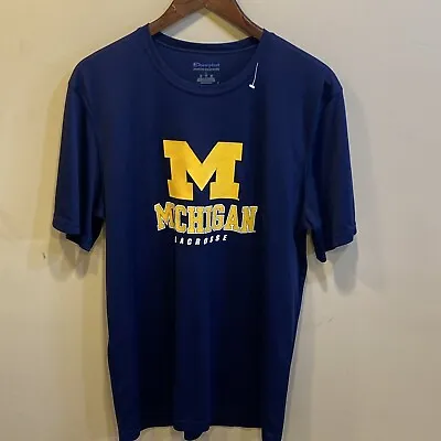 Michigan Wolverines TShirt L Blue Lacrosse Team Men's Champion Collaboration • $8.09