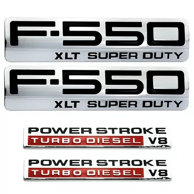 4x 04-08 F550 XLT Super Duty PowerStroke V8 Fender Emblems Chrome Badge • $60