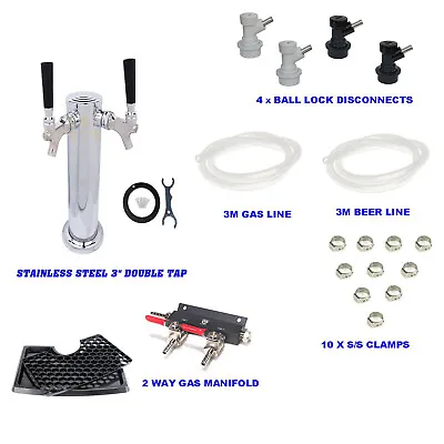 Beer Tap Font Hose Draft Beer Tower System For 2 X Ball Lock Cornelious Keg Kit • $199.99