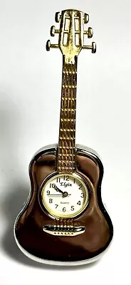 Vintage Miniature Metal GUITAR ELGIN Clock QUARTZ  Need Battery • $10