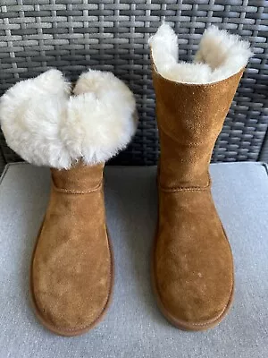 Koolaburra By Ugg Koola Chestnut Suede Sheepskin Women's Boots Size Us 9 • $23.99