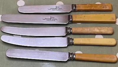 Vintage Stainless Table Knives X 5 Assorted - Walker & Hall Waring & Gillow Etc • £9.99