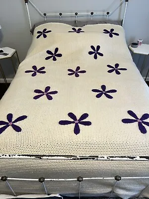 Vintage 70’s Handmade Chunky Knit Bedspread • $125