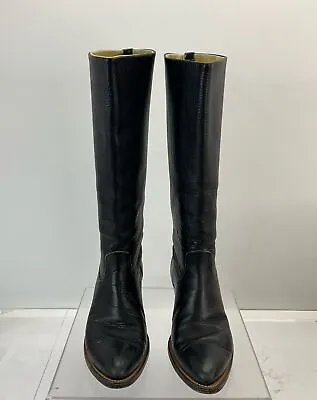Santa Fe Black Leather Pull-On Western Cowboy Boots 8-8.5 • $40