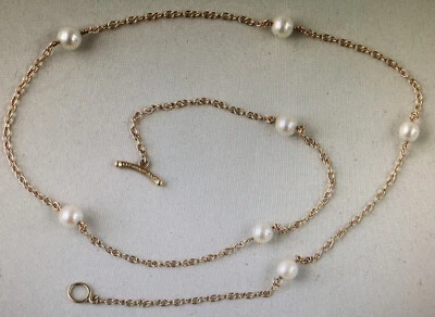 $995 • Buy 100% Authentic Tiffany Co Elsa Peretti 18k Gold Pearls By The Yard Necklace 16”