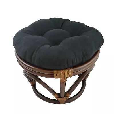 Rattan Ottoman With Micro Suede Cushion -Black • $69.83