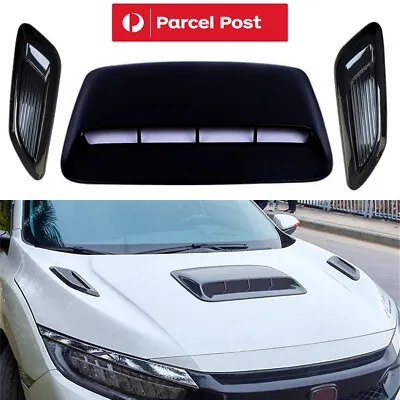 Car Decor Air Flow Intake Hood Scoop Vent Bonnet Cover Glossy Black Universal AU • $32.86