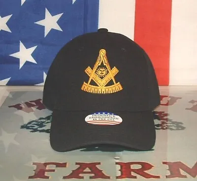 Masonic Past Master Mason 6 Panel Medium Profile Black Ball Cap Designed USA. • $16