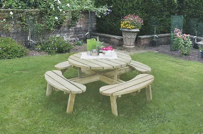 £699 • Buy FSC Certified Timber 8 Seater Circular Picnic Table - With Or Without Back Rests