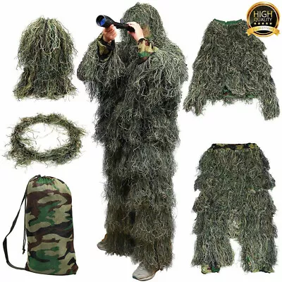 Forest Ghillie Suit Hunting Archery Sniper Paintball Camo Adult Gilly Wrap Bag • £30.95