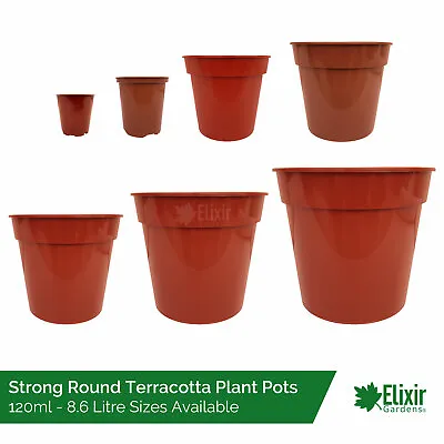 £7.99 • Buy Strong Deep Terracotta Plastic Plant & Flower Pots | 2  3.5  5  7  8  9  10 