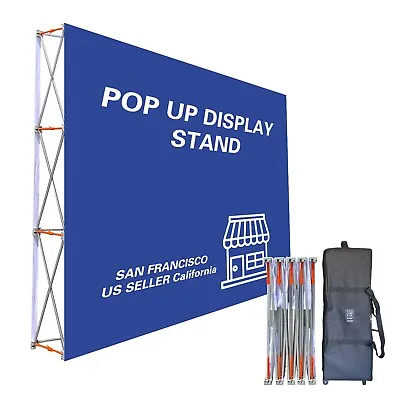 8x10ft Fabric Pop Up Display Stand Backdrop For Trade Show With Wheeled Tote Bag • $279.99