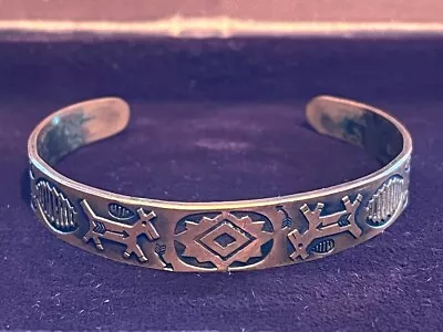 Vintage Child's Adjustable Southwestern Design Solid Copper Marked Cuff Bracelet • $15