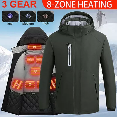 Electric Heated Jacket Hooded Coat Rechargeable Outwear Washable Winter Warmer ♧ • $49.43