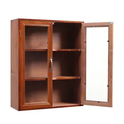 £30.94 • Buy Double Door Wall Mounted Wooden Storage Cabinet Display Shelves Desktop Cupboard