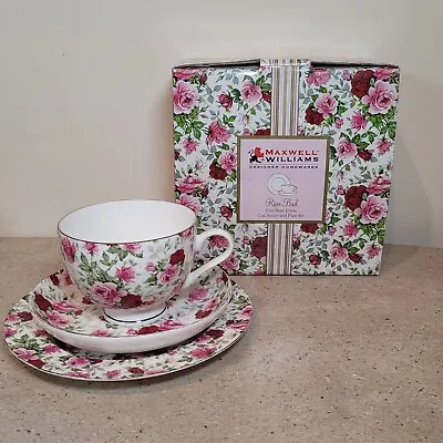 Maxwell Williams Rose Bud Cup Saucer And Side Plate Pink Floral In Box • £24.99