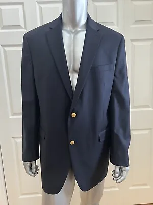 Lauren Ralph Lauren Men's Navy Blue Solid 100% Wool Blazer 42L Lightly Used Coat • $49.99