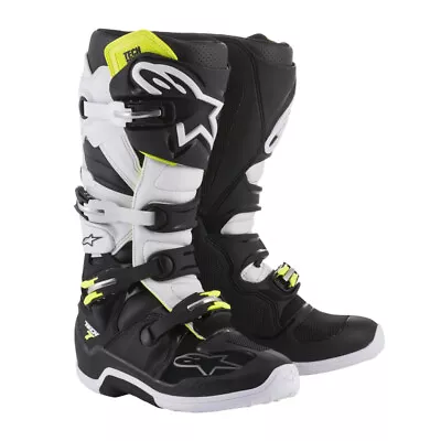 Alpinestars Tech 7 Black And White MX Off Road Boots Men's Size 16 • $168.99