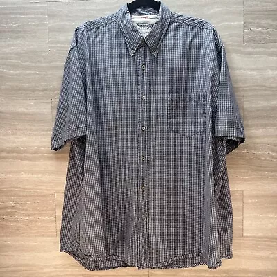 Wrangler Men's Size 2XL Blue Gingham Hero Shirt Short Sleeve Pocket Outdoor • $9.99