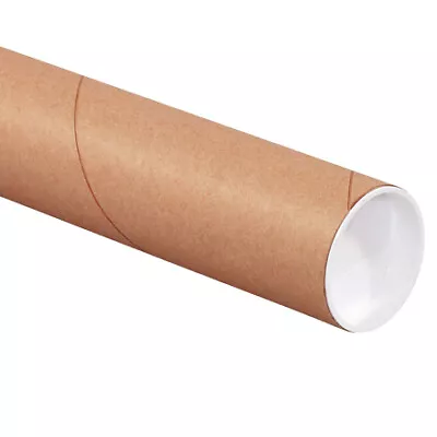 Pack Of 34 Brown Kraft Mailing Tubes 2.5x24  Secure Caps For Shipping • $75.54
