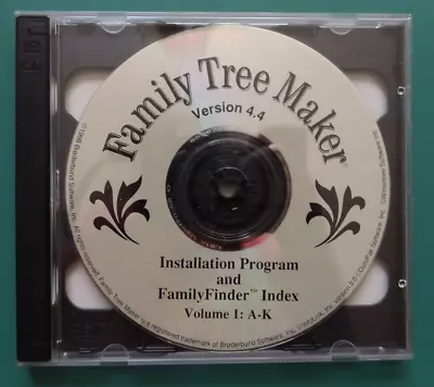 Family Tree Maker Version 4.4 Installation Program  Cd And Family Finder A-z • £19.95