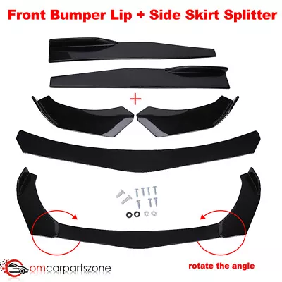 Black Car Front Bumper Lip Spoiler Body Kit + Rear Side Skirt Splitter Universal • $40.01