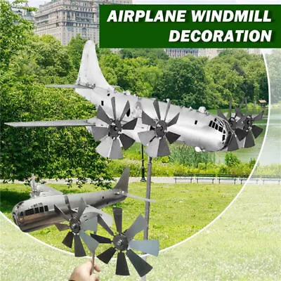 Super Fortress Aircraft Wind Spinner Metal Windmill Outdoor Sculpture Garden UK# • £14.77