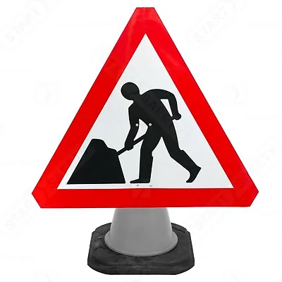 Reflective Men At Work Cone Sign 750mm - 7001 Chapter 8 Compliant 3mm Thick • £36.25