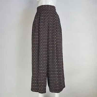 Vintage 80's Baronesa Black & Brown Floral Palazzo Pants • $65