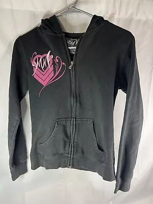 Ladies Metal Mulisha Black/Pink Zip Up Hoodie Size Small • $11.19