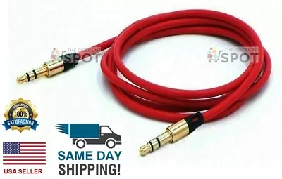 3.5mm Male To Male Aux Cable Cord Car Audio PC IPhone Headphone Jack Red 4FT • $3.92