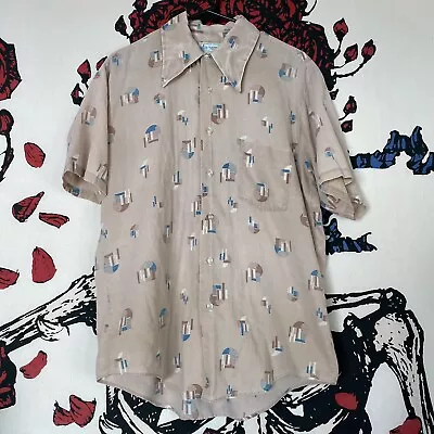 VTG 70s MCM K Mart Shirt Permanent Press Short Sleeve Button Up Men's L 16 USA • $68.31