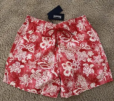 NWT 100% Authentic Vilebrequin MOOREA Swim Trunks - MEDIUM - MEN - M - RED • $125