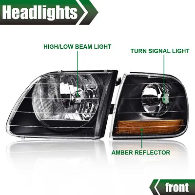 Pair Lightning Style Headlights & Corner Parking Lights  Fit For F150 Expedition • $58.40