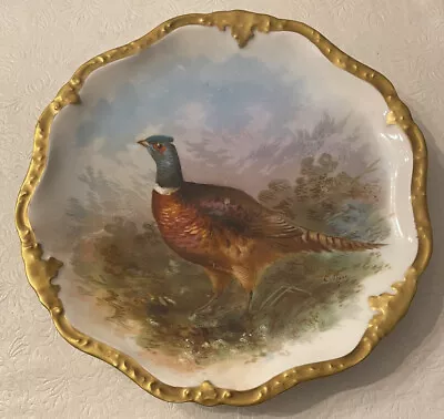 LIMOGES FRANCE Pheasant Plate A. Lanternier Game BIRD 9.5'' HANDPAINTED Signed • $69.97