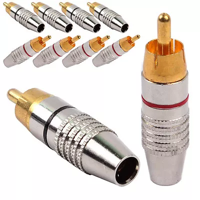 10Pcs (5 Pairs) High Quality RCA Plug Solder Gold Audio Video Adapter Connector • $10.90